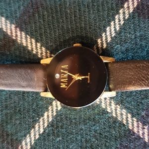VTG MARTA Quartz Watch - Leather Band - Rhinestone Accent